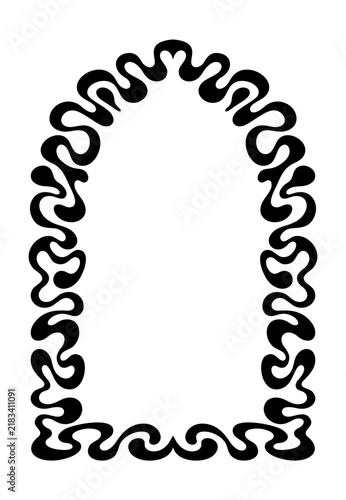 Obraz na plátně Fluid Wavy Neo Tribal Arch Frame with Thick Organic Black Curves