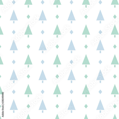 Stylized pine trees create a calming pattern on a white background The overall effect is calm and decorative, suggesting a winter or festive theme.