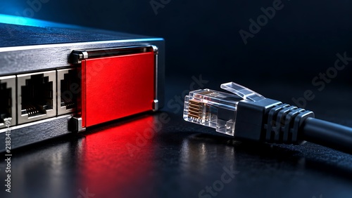 Obraz na płótnie Network switch and ethernet cable