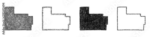 Картината върху платно Monochrome sketch Carter County (Oklahoma) outline map design set