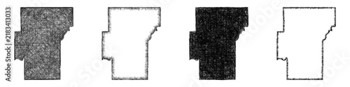 Obraz na plátně Sketch monochrome Hughes County (Oklahoma) outline map design set