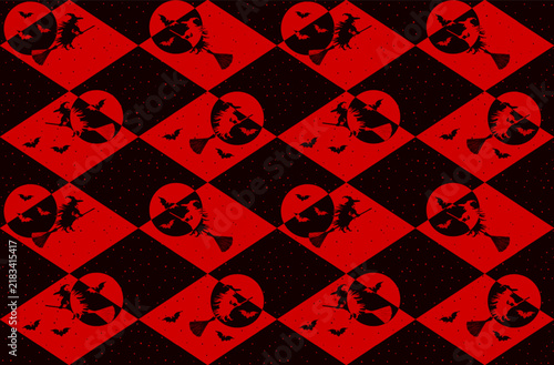 Seamless repeating black and blood-red pattern with a Halloween theme. Vector illustration of the pattern.