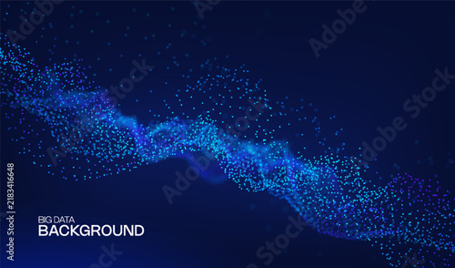Abstract future ai background with blue big data and digital dots for tech and technology science presentation. Line cyber business network 3d backdrop. Connection graphic design.