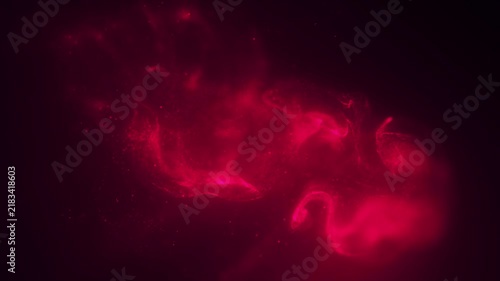 4k red fluid particles with glowing multicolor neon dust abstract animation