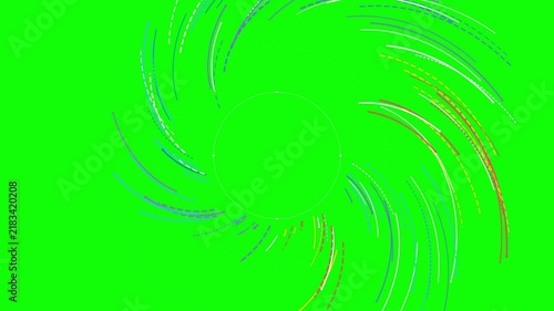 Abstract Colorful Curved Dashed Lines Swirling on a Green Screen Motion
