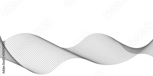 Abstract wave element for design. Digital frequency track equalizer. Stylized line art background. Vector illustration. Wave with lines created using blend tool. Curved wavy line, smooth stripe.