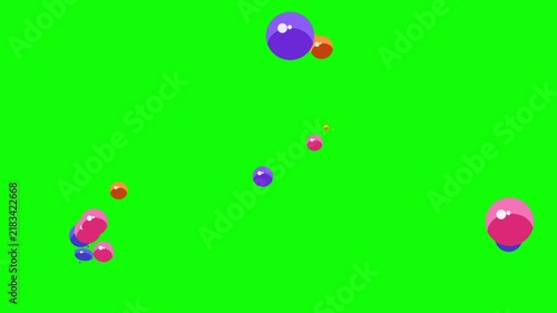 Colorful Bubbles Floating Across a Vibrant Green Screen Animation