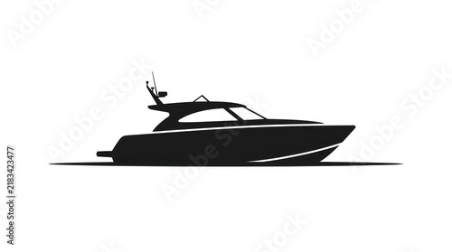 Modern luxury yacht silhouette on clean white background