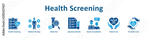 -Health Screening web icon banner with line art style