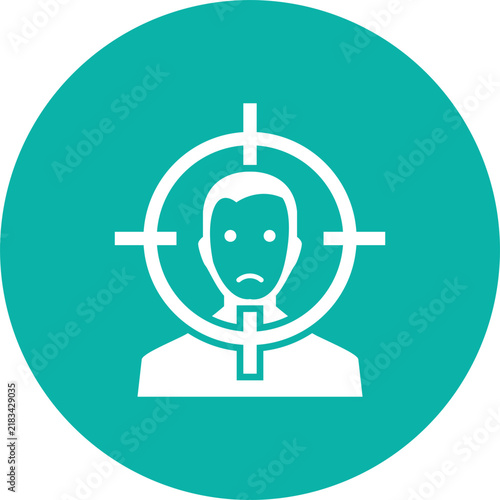 Target Audience Icon with Human Silhouette and Crosshair in Teal Circle Isolated