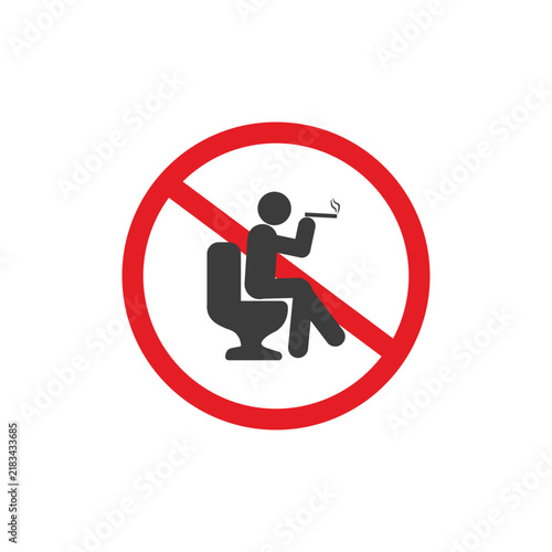 Vector of a red no smoking prohibition sign for restrooms