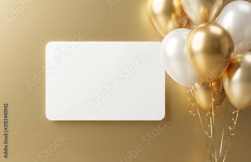Luxury celebration card mockup with balloons