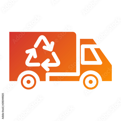 Recycling Truck Line Icon Style