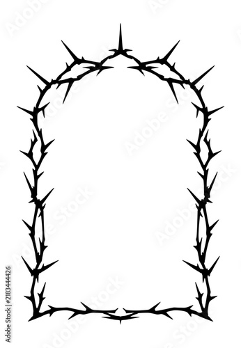 Obraz na płótnie Minimal Thorn Gothic Arch Frame with Sharp Neo Tribal Spikes