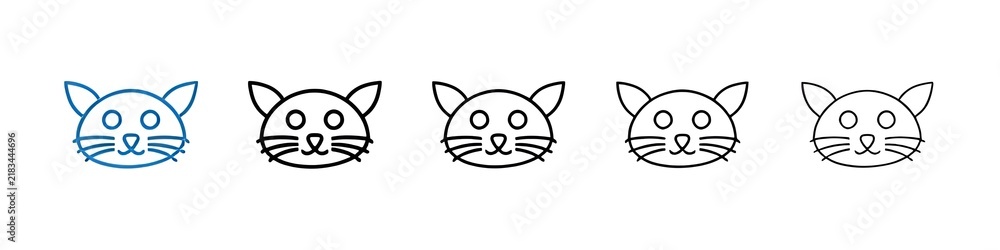 Obraz premium Cat icons collection vectors for web ui. Thin line customizable illustration. Contour symbol. Vector isolated outline drawing. Editable stroke