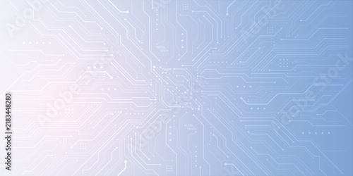 Glowing circuits pulse across a light blue digital grid. Neon lines trace futuristic pathways with electric spark effects. Abstract tech design evokes innovation and digital connectivity