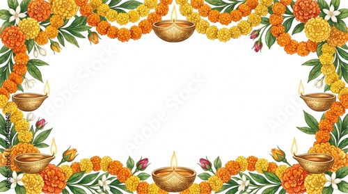 A vibrant and ornate indian floral border design perfect for festive occasions and traditional celebrations showcasing cultural richness