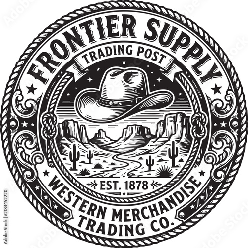 Foto Frontier Supply Trading Badge Emblem Vector Illustration