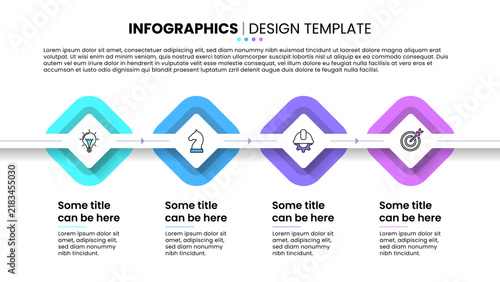 Infographic template. Line with 4 squares in a row