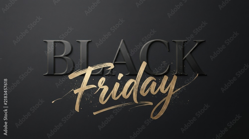 Obraz premium Elegant Black Friday text with gold accents on a dark textured background
