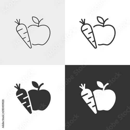 Obraz na płótnie Carrot and apple vector icon in outline and solid styles, Editable stroke.