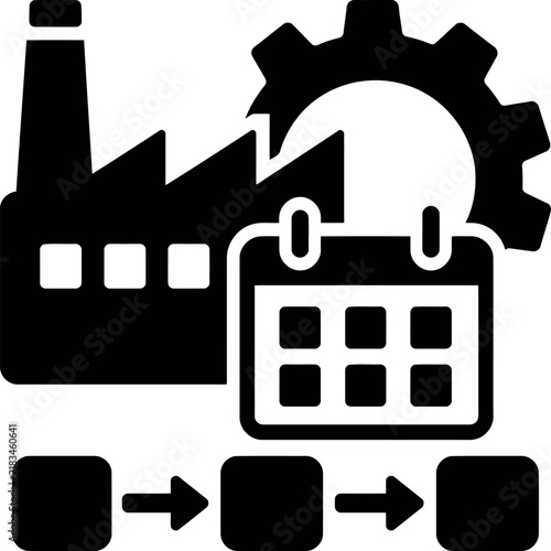 Industrial production scheduling and manufacturing workflow icon