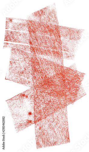 Bold red oil pastel thick strokes isolated on transparent background. Textured hand painted mixed media element for artistic collage.