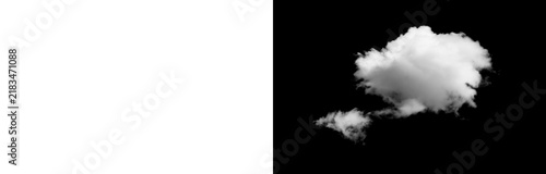 Foto Realistic white cloud overlay with black background preview and transparent PNG version for sky scenes, photo compositing and weather design