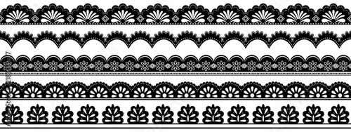 Seamless scallop lace border trim collection with ornate floral edge and vintage crochet pattern.
