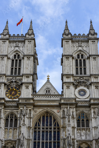 Canvas Print Westminster Abbey west towers and clock in London