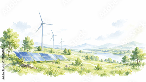 Save Nature for a Greener Future – Sustainable Environment and Eco Friendly Watercolor Landscape Illustration Collection