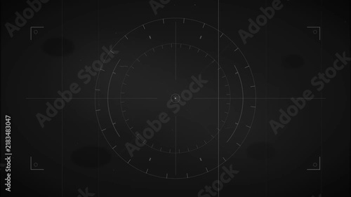 A digital targeting reticle overlay on a dark, grainy background with faint circular patterns, suggesting a surveillance or aiming interface