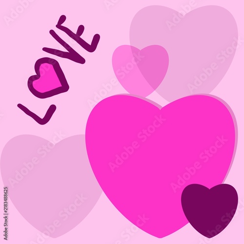 Hand-drawn cute pink heart-shaped background.