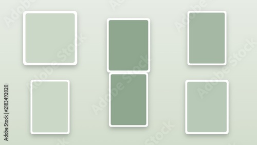 Konstfotografi Set of blank sage green picture frames or photo placeholders with rounded corner