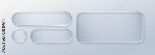 Glass ui transparent with button liquid effect for glasses buttons frame. Design background box with glass shape rectangle for icon digital square. Interface texture glass with web button ux.