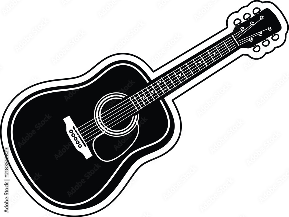 Fototapeta premium Stylized Acoustic Guitar Vector Icon for Music and Sound Design