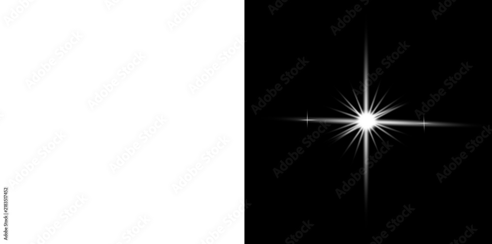 Fototapeta premium Glowing white starlight vector element features radiant lens flare rays for cinematic space and magical design projects.