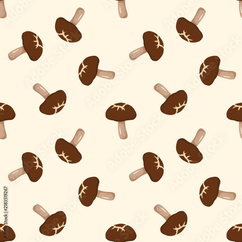  seamless pattern with shiitake mushroom