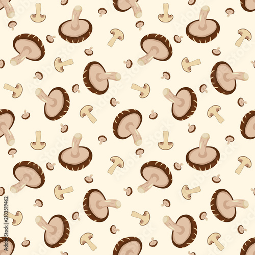  seamless pattern with shiitake mushroom