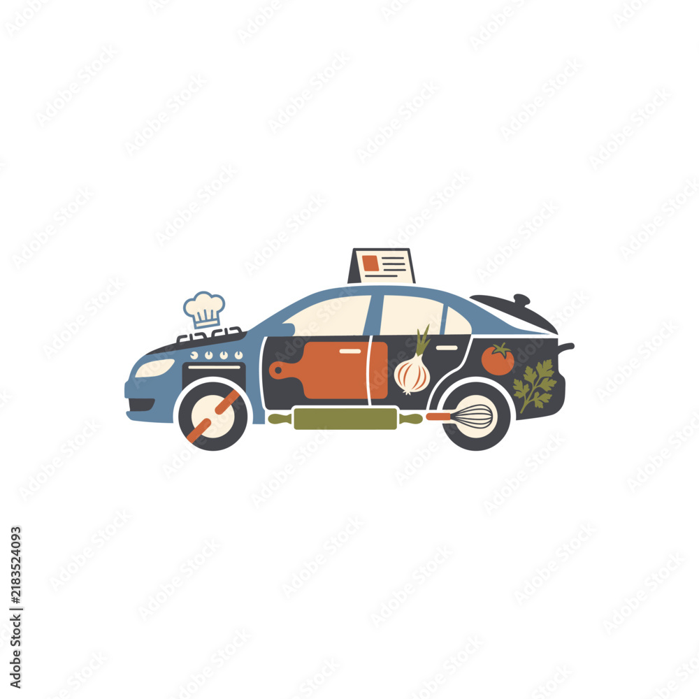 Fototapeta premium Creative Taxi Car Illustration with Automotive Service and Transportation Concept