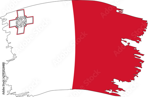 Foto Maltese Flag with George Cross Rendered in Textured Brushwork