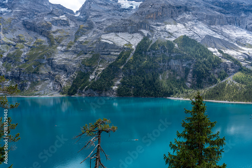 Scenic mountain lake and mountain in Switzerland