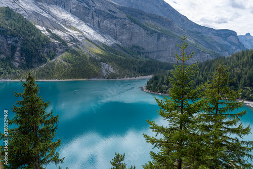 Scenic mountain lake and mountain in Switzerland