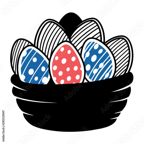 Easter egg basket vector icon