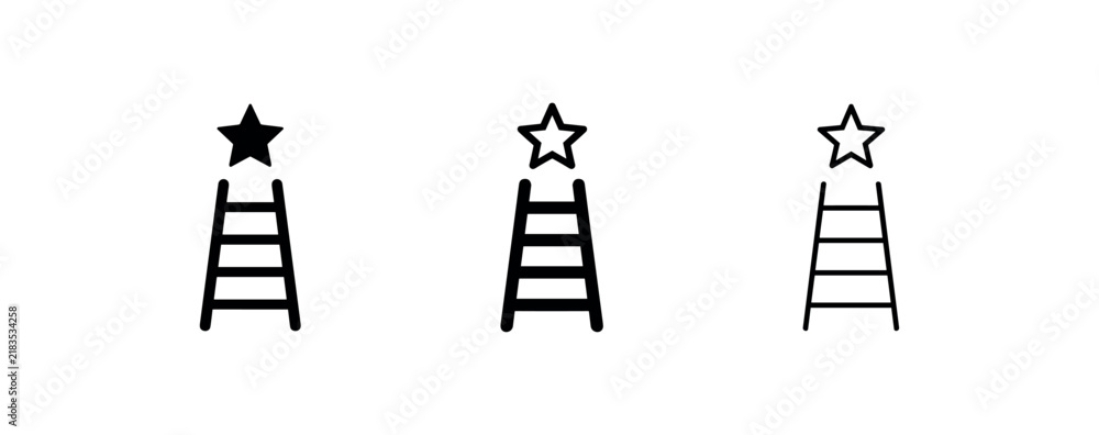 Naklejka premium Ladder to Success and Career Goal Icon Set