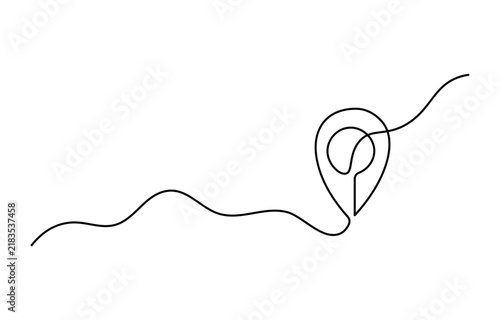 Map pin path location marker navigation tracking continuous line art minimal vector