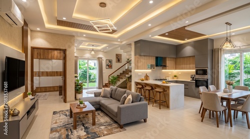 Modern 3BHK Independent House Interior Design – Spacious and Contemporary Living Space