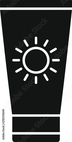 Sunscreen tube and sun protection icon collection, UV skincare product symbol set, cosmetic packaging vector design bundle