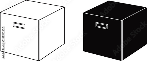 Storage Cube Organizer Box Vector Illustration Set Isolated on Gray Background, Home Organization Container Design