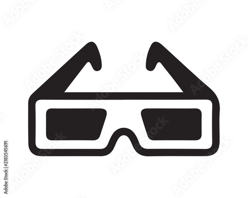 A pair of black 3D glasses on a white background